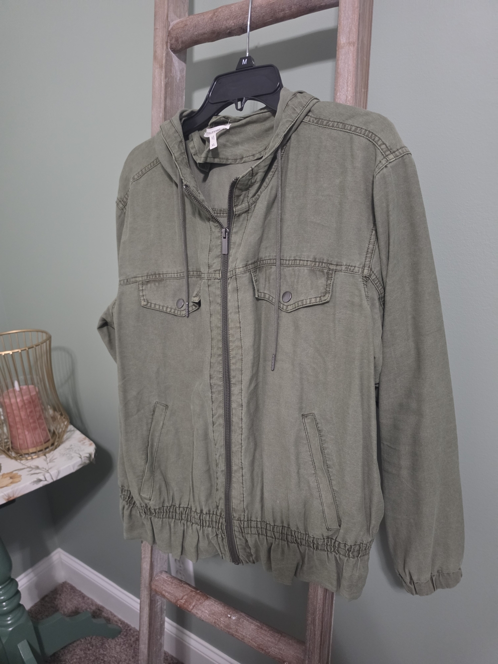 Maurices Olive Green Hooded Utility Jacket